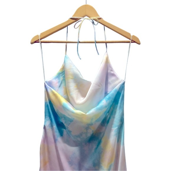 ZARA Tie Dye Satin Slip Midi Dress Size Small - Picture 10 of 16